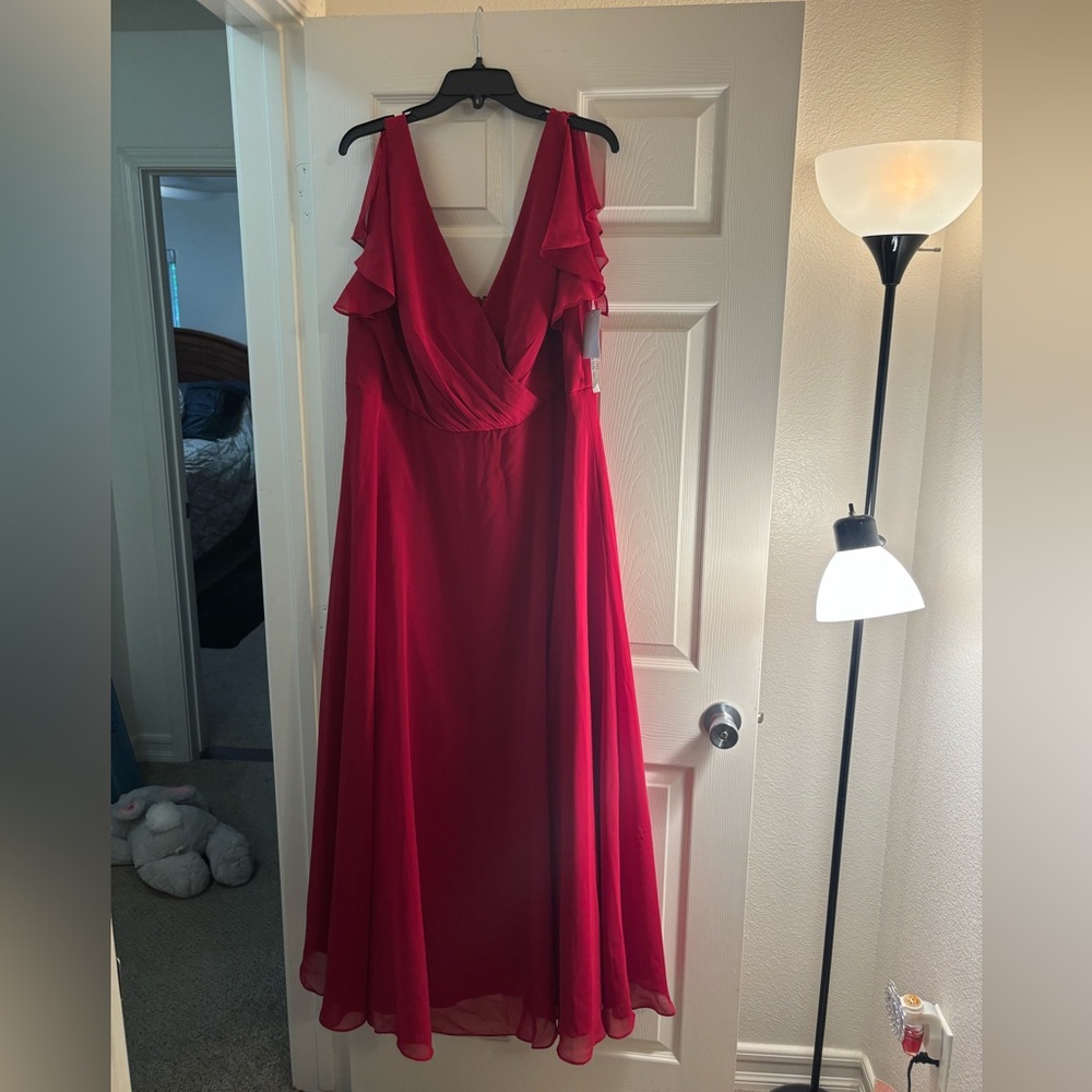 David's Bridal Elegant Red Maxi Dress